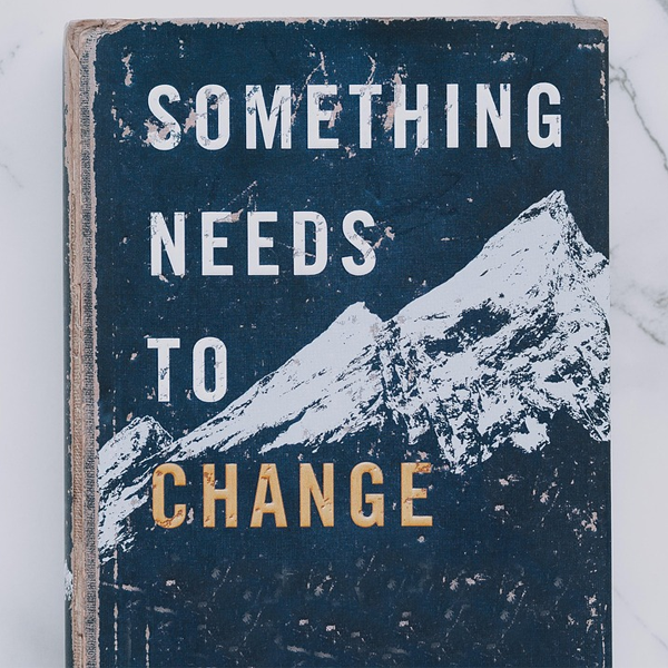 Book cover that says "something needs to change". Meant to illustrate seeking God and being renewed in Him